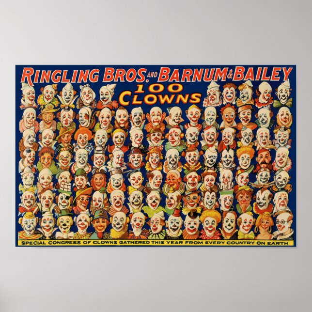 Poster vintage 100 Clown (Devant)
