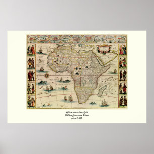 Poster Vintage 1660's Africa Map by Willem Janszoon Blaeu