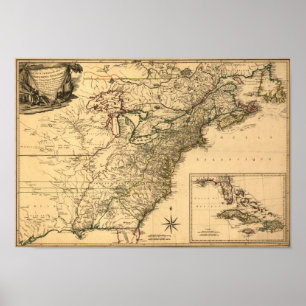 Poster Vintage 1777 American Disparitions by Phelippeaux