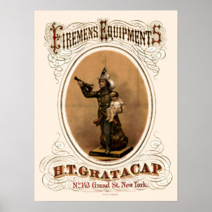 Poster Vintage 1868 Firemens Equipments