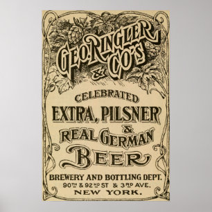 Poster Vintage 1908 Brewery and Beer Ad