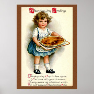Poster Vintage, 1910, Salutations de Thanksgiving