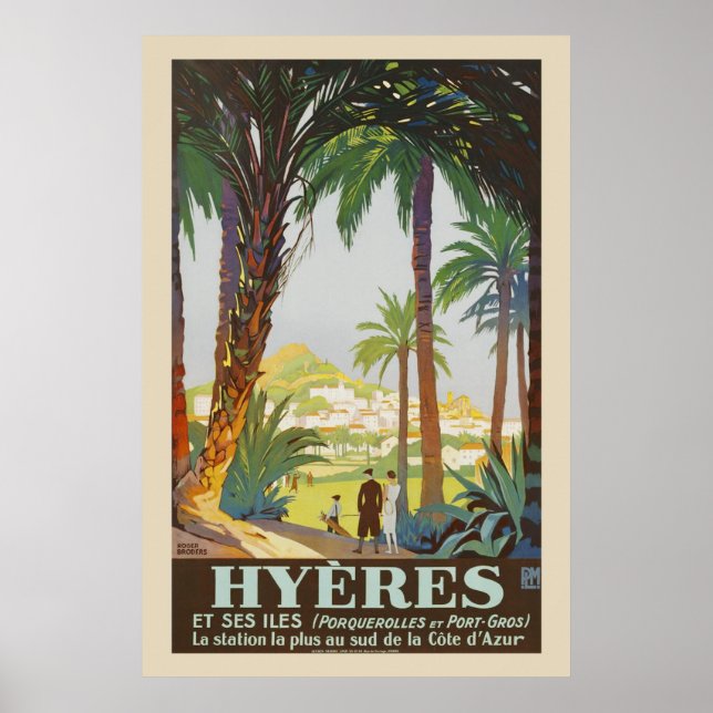 Poster vintage 1925 Côte d'Azur - Hyères (Devant)