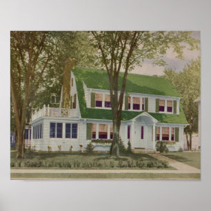 Poster Vintage 1927 Maison Design Imprimer Vert Blanc