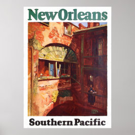 Poster Vintage 1929 New Orleans Southern Pacific Travel
