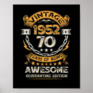 Poster Vintage 1952 70th Birthday 70 Years Old