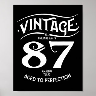 Poster Vintage 87 Années Incroyables 87e Anniversaire Drô