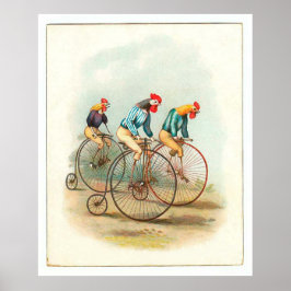 Poster vintage à bicyclette, Coq Pennyfarthing