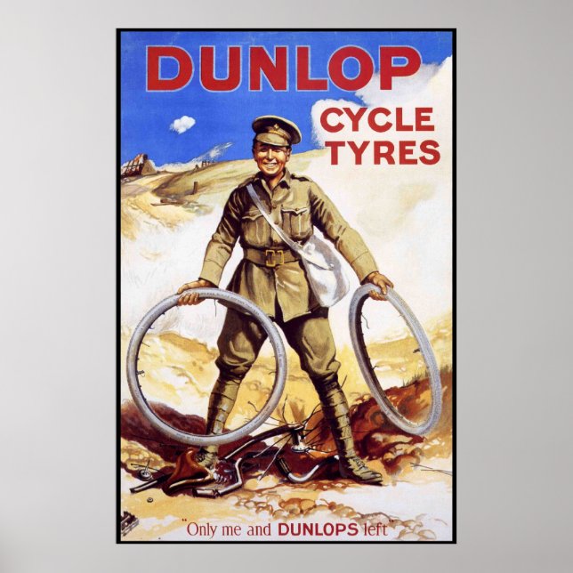 Poster vintage à vélo - Pneus à cycle Dunlop (Devant)