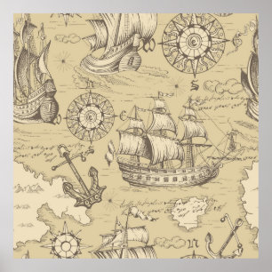 Poster Vintage abstrait sans faille motif sur le thème de