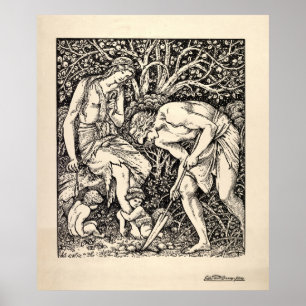Poster Vintage Adam And Eve by Edward Burne-Jones