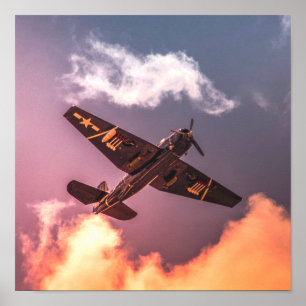 Poster Vintage Airplane Beautiful Sky