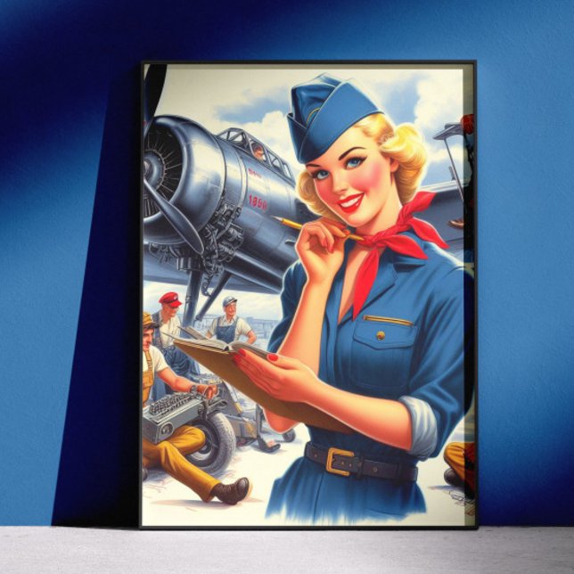 Poster Vintage Airplane Pin-up (Créateur téléchargé)