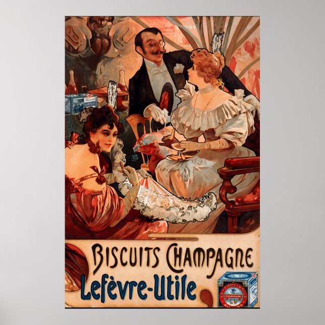 Poster vintage Alphonse Mucha Biscuits Ad (Devant)