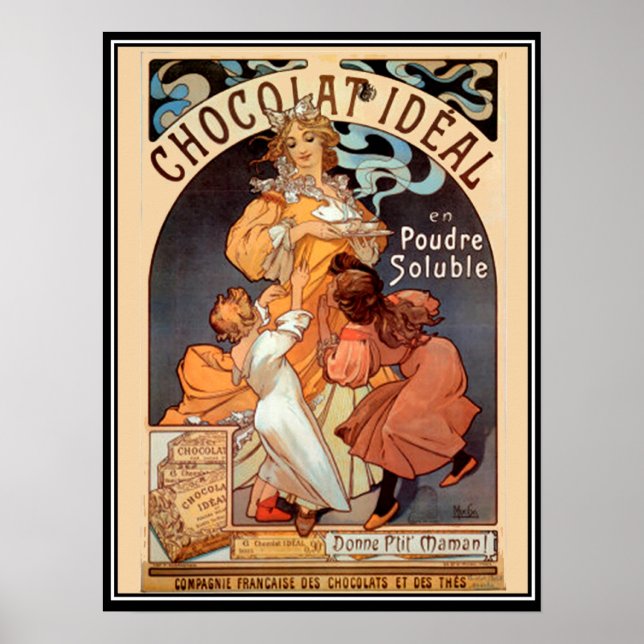 Poster vintage alphonse mucha Chocolate Ad (Devant)