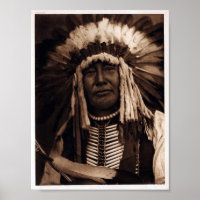 Poster vintage amérindien, hibou jaune
