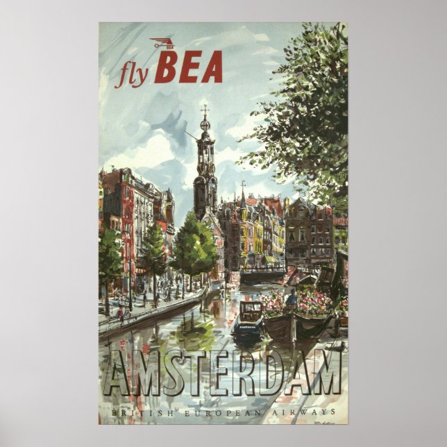 Poster Vintage Amsterdam Travel (Devant)