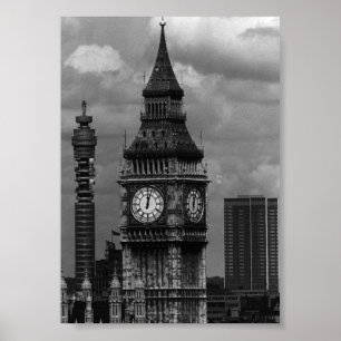 Poster Vintage Angleterre Londres poste tour Big ben