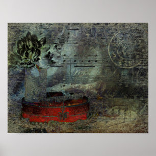 Poster Vintage Antique Noir Vieux Script Partition