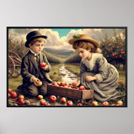 Poster vintage Apple Harvest Children