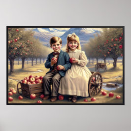 Poster vintage Apple Harvest Children