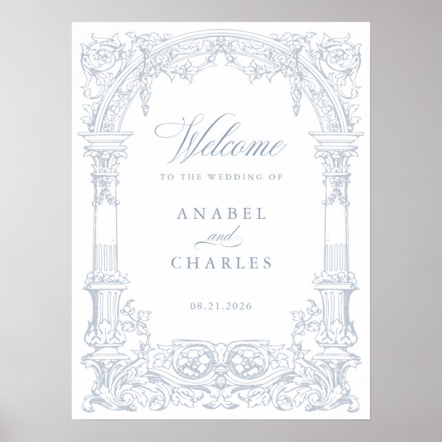 Poster Vintage Arch Vines Cadre Mariage Bienvenue (Devant)