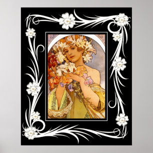 Poster Vintage Art Alphonse Mucha mit Rahmen
