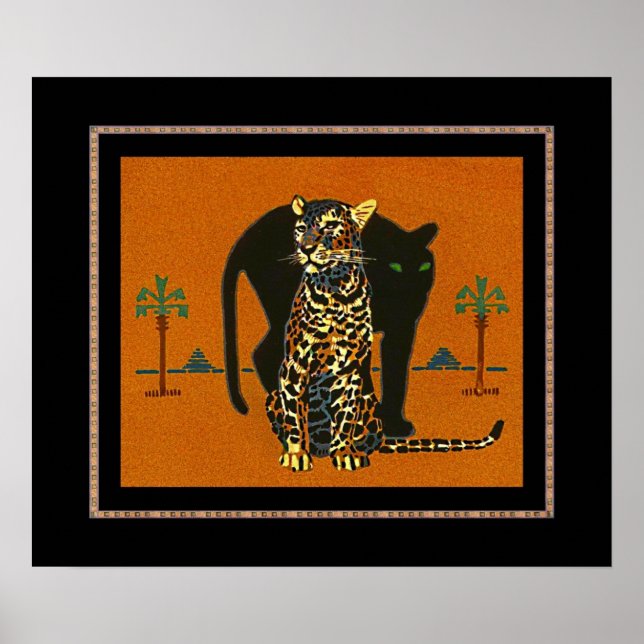 Poster Vintage Art Leopard (Devant)