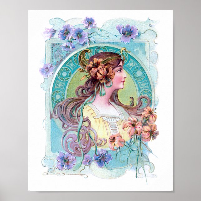 Poster Vintage Art Nouveau Exotique Dame (Devant)