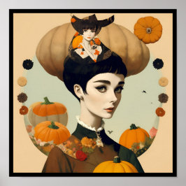 Poster vintage audrey collage pumpkin flowers deco 2/4