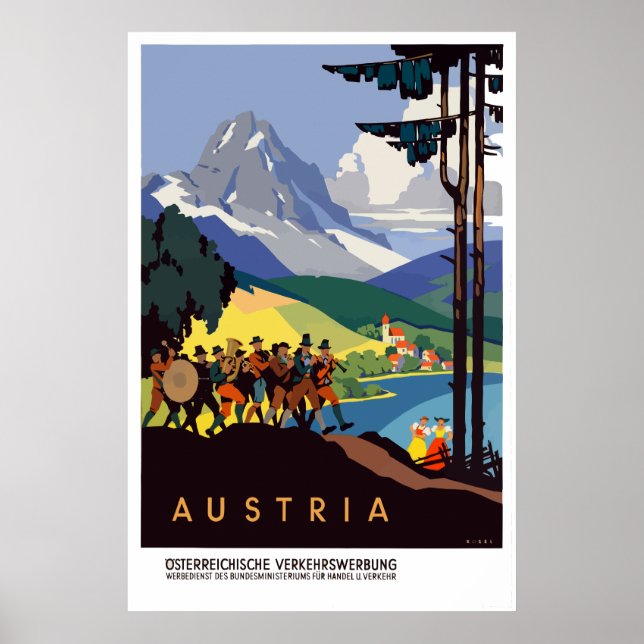 Poster Vintage Autriche Alpes Voyages (Devant)