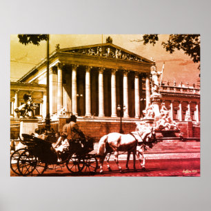 Poster Vintage Autriche parlement de Vienne