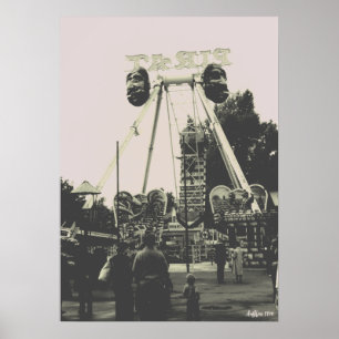 Poster Vintage Autriche Vienne Prater parc d'attractions