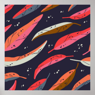 Poster Vintage autumn leaf seamless pattern background. C