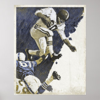 Poster vintage avec Football Emballé à action Impr