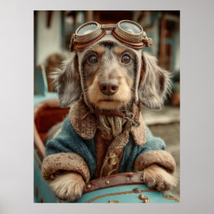 Poster Vintage Aviator Dog Adventure