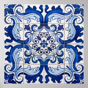 Poster Vintage Azulejo Tile Pattern