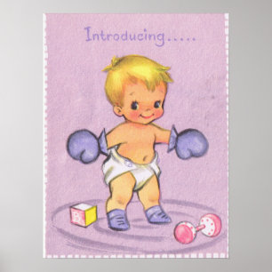 Poster Vintage Baby Announcement