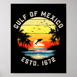 Poster Vintage Beach Est 1672 Retro Sun Mens Womens Gulf