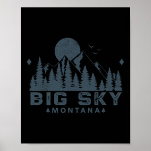 Poster Vintage Big Sky Montana Mt Ski Montagne Extérieur