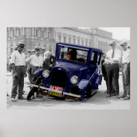Vintage Black & White Antique Auto Wreck