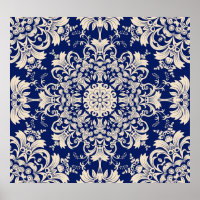 Vintage Bleu : Elégant Motif sans couture.