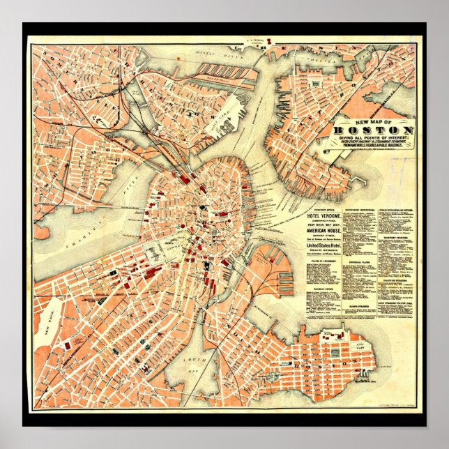 Poster-Vintage Boston Maps-22 Poster (Vorne)