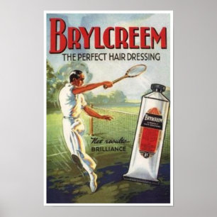 Poster Vintage Brylcreem Homme Jouer Publicité De Tennis