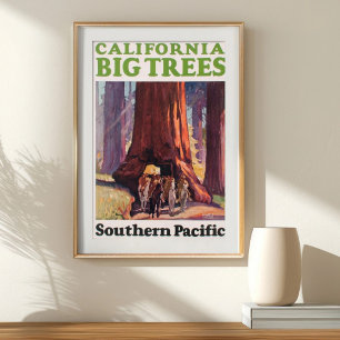 Poster Vintage California Big Trees Southern Pacific