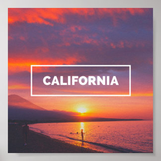Poster vintage California Sunset Beach