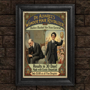 Poster Vintage calvitie Banni Hair Tonic Ad