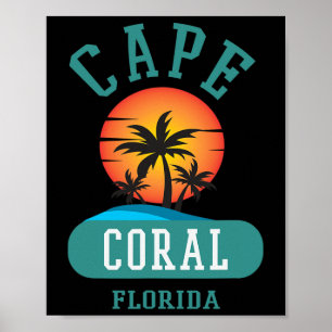 Poster Vintage Cape Coral Floride Plages Art Nouveau Pal