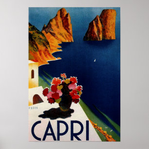 Poster Vintage Capri Français Travel