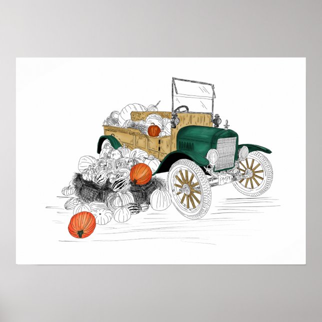 Poster Vintage Car Citrouille Harvest (Devant)